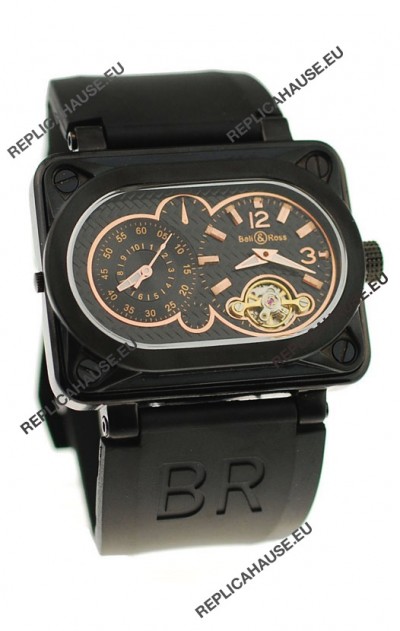 Bell and Ross BR Minuteur Tourbillon PVD Japanese Watch in Rose Gold Markers
