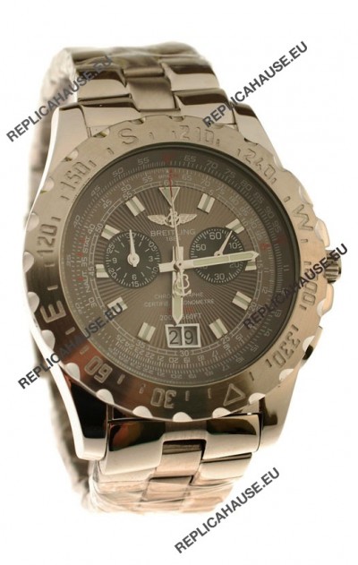 Breitling Chronograph Chronometre Japanese Watch in Grey Dial