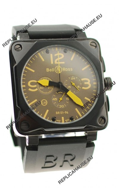Bell and Ross BR01-94 Edition Japanese PVD Watch in Yellow Markers