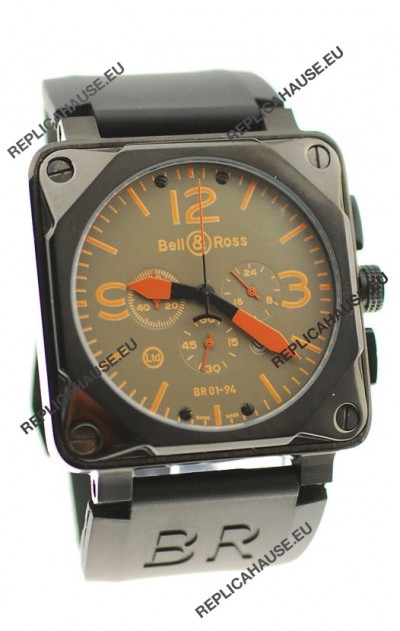 Bell and Ross BR01-94 Edition Japanese PVD Watch in Orange Markers