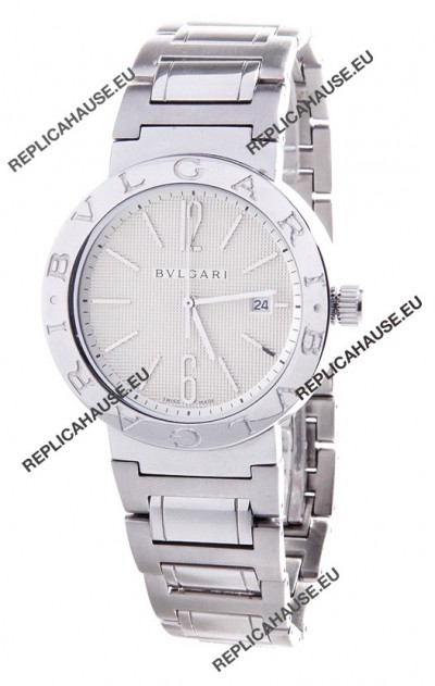 Bvlgari Quartz Japanese Replica Watch in Silver Dial