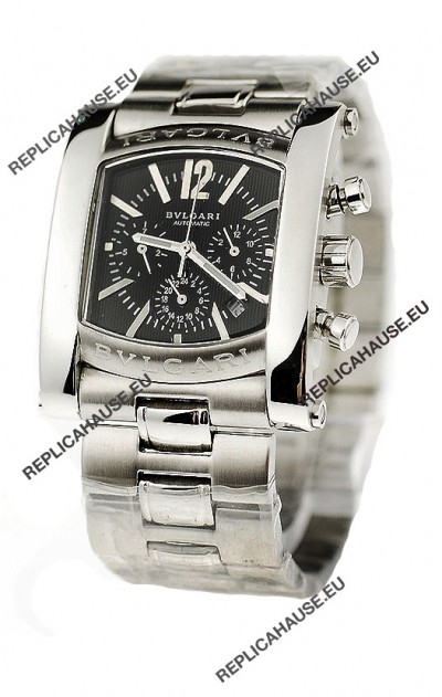 Bvlgari Assioma Chrongraph Japanese Replica Watch in Black Dial