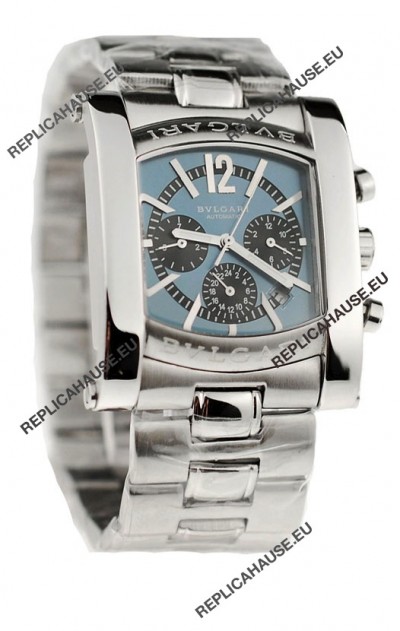 Bvlgari Assioma Chrongraph Japanese Replica Watch in Blue Dial