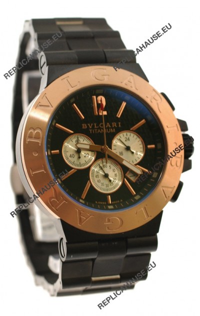 Bvlgari Diagono Mens Scuba japanese Replica PVD Watch