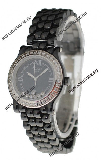 Chopard Happy Sport Ladies Japanese Black Ceramic Watch