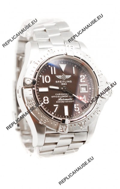 Breitling Chronograph Chronometre Swiss Replica Watch in Brown Dial