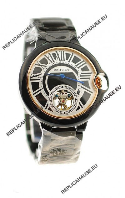 Ballon Bleu De Cartier flying Tourbillon Japanese Replica PVD Watch 