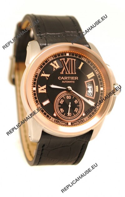 Calibre de Cartier Japanese Replica Pink Gold Watch 