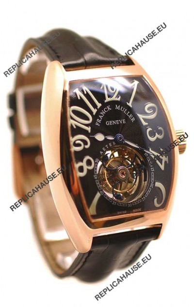 Franck Muller Aeternitas Tourbillon Swiss Replica Gold Watch in Black Dial