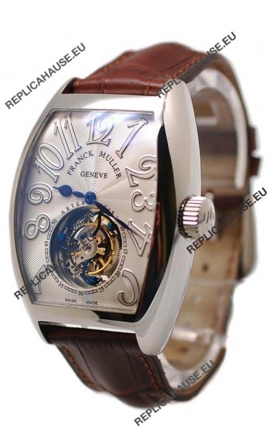 Franck Muller Aeternitas Tourbillon Swiss Replica Gold Watch in Brown Strap