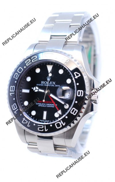 Rolex GMT Masters II 2011 Edition Swiss Replica Watch in Black Cerarmic Bezel