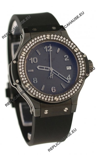 Hublot Big Bang All Black Diamonds Swiss Replica Quartz Watch