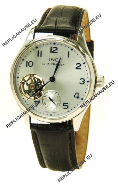 IWC Portuguese Tourbillon Swiss Replica Watch in Silver Dial