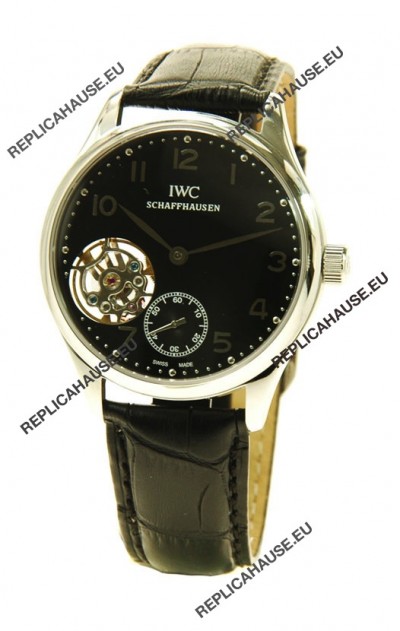 IWC Portuguese Tourbillon Swiss Replica Watch in Black Dial