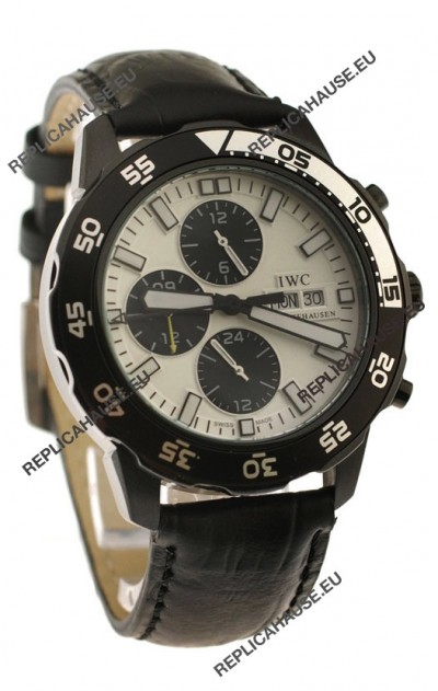 IWC Aquatimer Chronograph Japanese Replica PVD Watch in White Dial