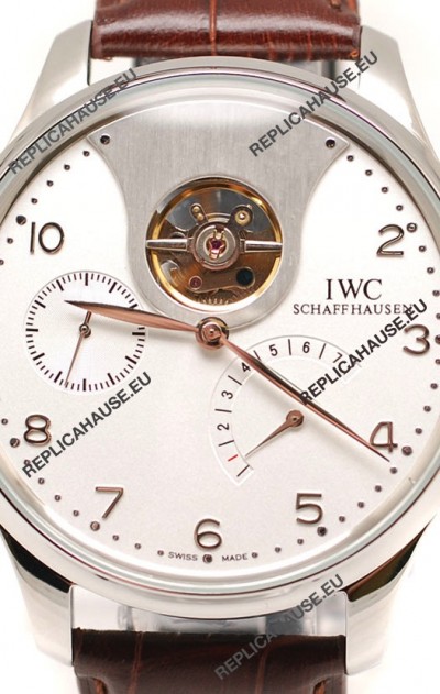IWC Portuguese Tourbillon Mystere Japanese Replica Watch in White Dial