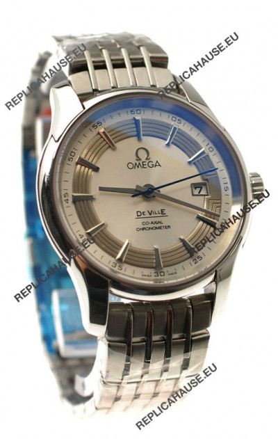 Omega Co Axial De Ville Hour Vision Swiss Replica Watch in White Dial