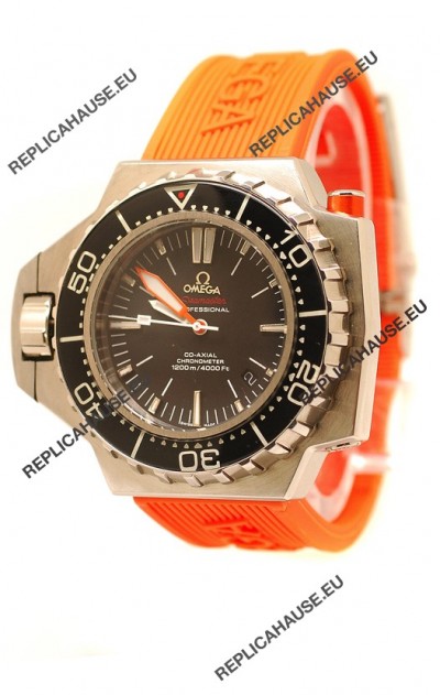 Omega Seamaster Ploprof 1200M Swiss Watch in Orange Strap