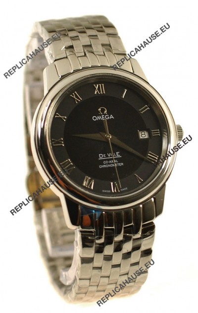 Omega Co-Axial Deville Japanese Steel Watch in Black Dial