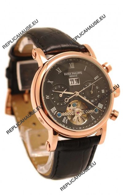 Patek Philippe Grand Complications Tourbillon Gold Watch in Black Dial