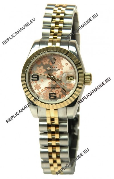 Rolex Datejust Floral Motif Ladies Swiss Replica Watch