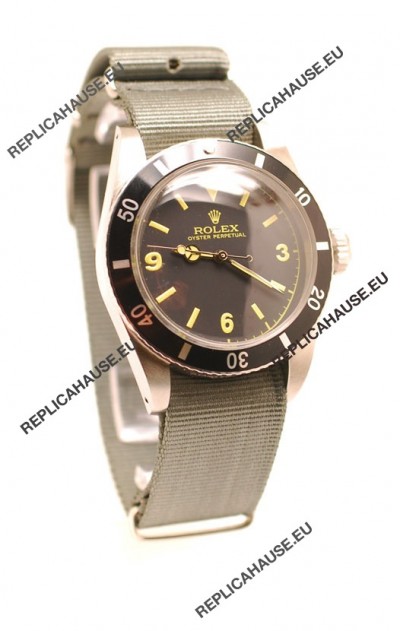 Rolex Submariner Swiss Watch Grey Nylon Strap Watch