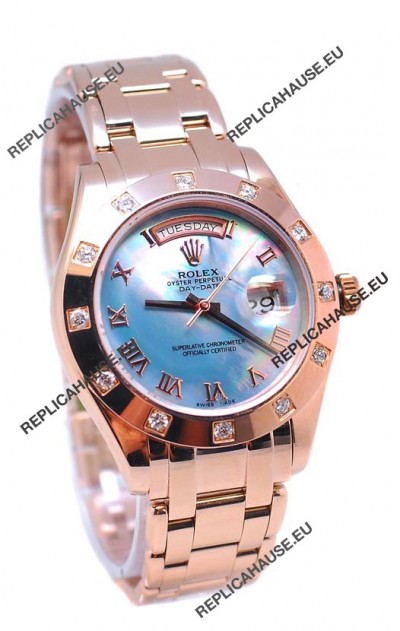 Rolex Day Date Blue Mother of Pearl Japanese Replica Watch