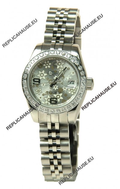 Rolex Floral Motif Datejust Ladies Replica Watch