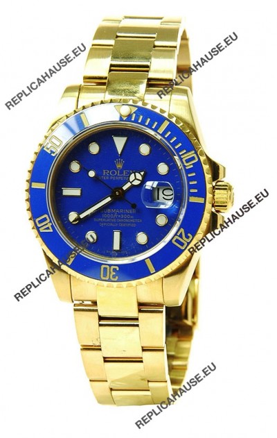 Rolex Submariner Swiss Replica Watch in Ceramic Bezel Gold Bezel