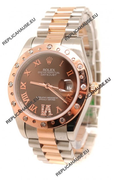 Rolex DateJust Mid-Sized Japanese Replica Rose Gold Watch