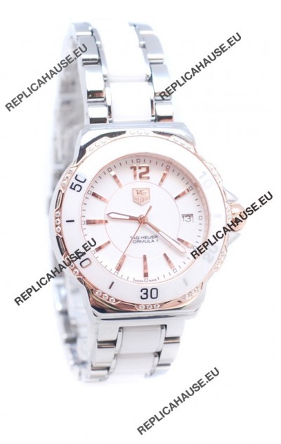 Tag Heuer Formula 1 Japanese Quartz Ladies Watch in Ceramic Bezel with Diamonds