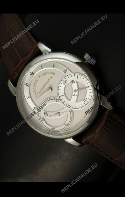 A.Lange & Sohne Dual Sub Dials Japanese Watch Brown Strap