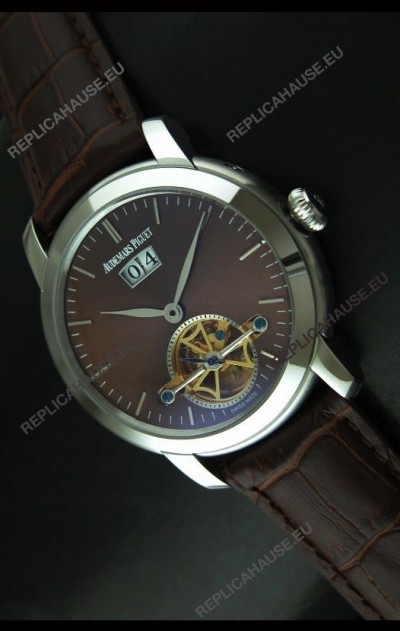 Audemars Piguet Jules Tourbillon Japanese Replica Watch in Brown Dial