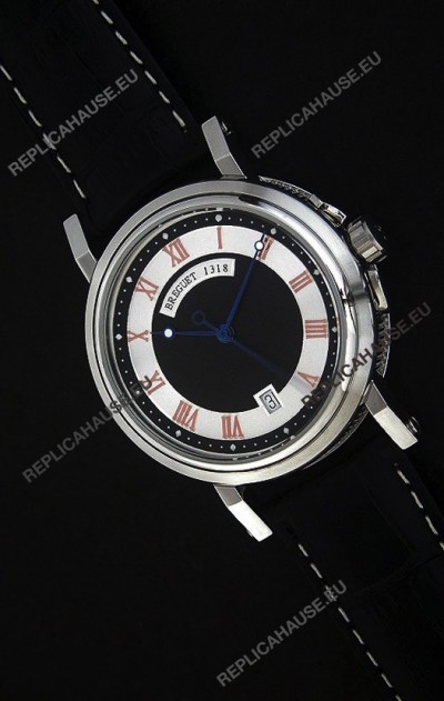 Breguet De La Marine Swiss Replica Steel Watch in Black & White Dial