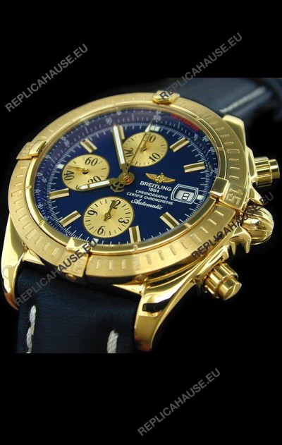 Breitling Evolution Swiss Replica Watch in Gold Case Blue Dial