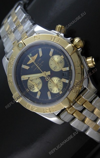 Breitling Chronomat B01 Two Tone Swiss Watch in Black Dial