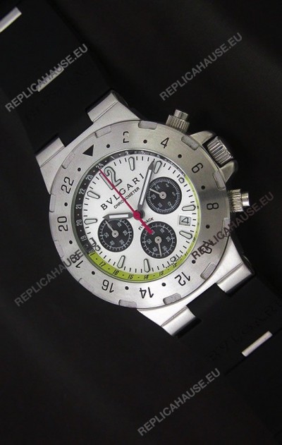 Bvlgari Diagono Chrono Swiss Replica Watch in White Dial