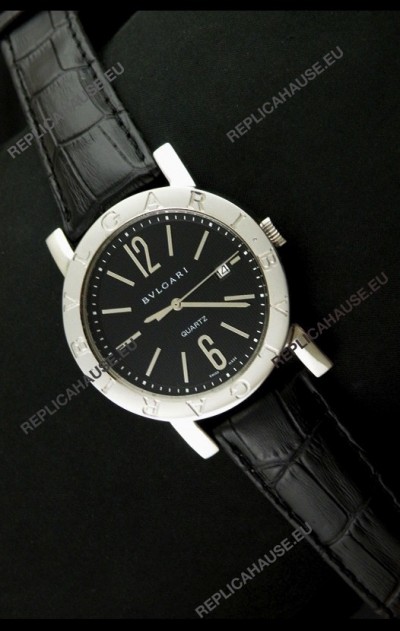 Bvlgari Quartz Japanese Replica Watch in Black Dial