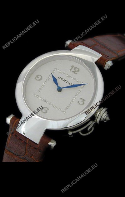 Cartier Pasha de Swiss Replica Automatic Watch in White Dial