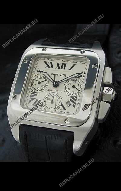 Cartier Santos Swiss Replica Watch in White Dial