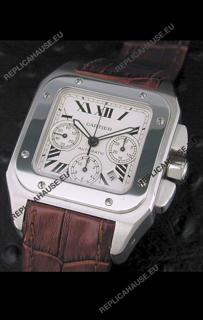Cartier Santos Swiss Replica Watch in White Dial