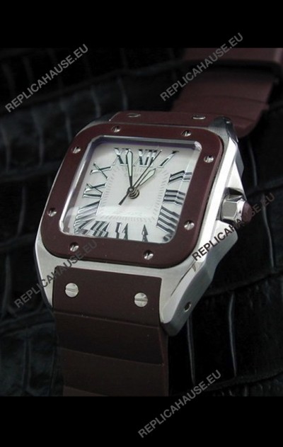 Cartier Santos Swiss Replica Watch in White Dial