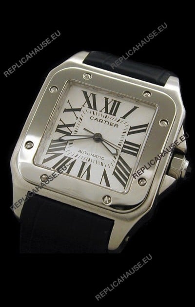 Cartier Santos 100 Swiss Replica Watch in White Dial
