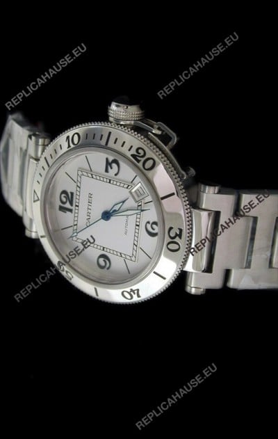 Cartier Pasha de Swiss Replica Watch in White Dial