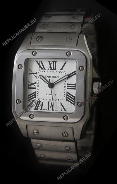 Cartier Santos Swiss Replica Watch in White Dial
