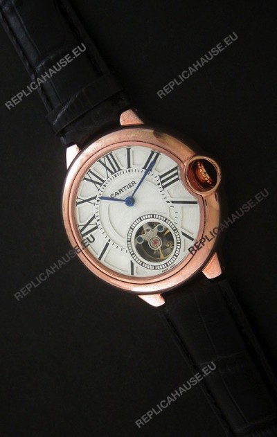 Cartier Ballon de Japanese Replica Watch in Rose Gold Case