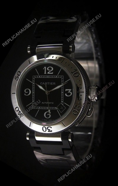 Cartier Pasha de Swiss Replica Watch in Black Dial