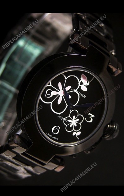 Cartier Pasha de Ladies Replica Watche in Black Dial