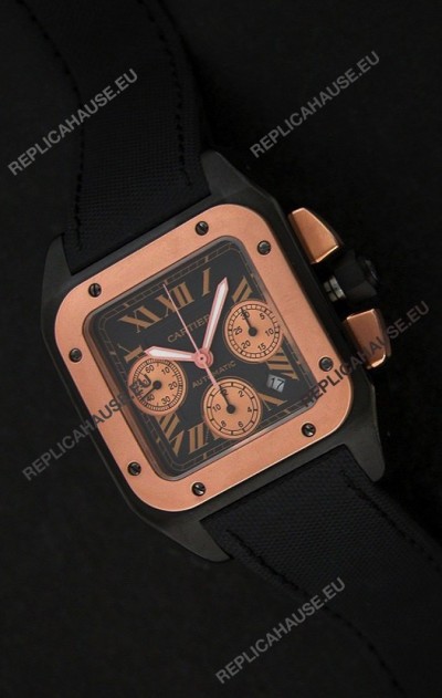 Cartier santos Swiss Replica Watch in Black Dial