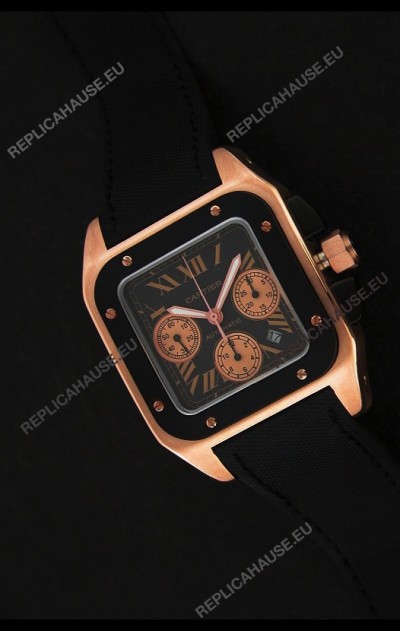 Cartier santos Swiss Replica Watch in Black Dial